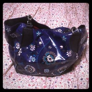 Blue Multi Coasted Canvas Tote by Carlos Santana